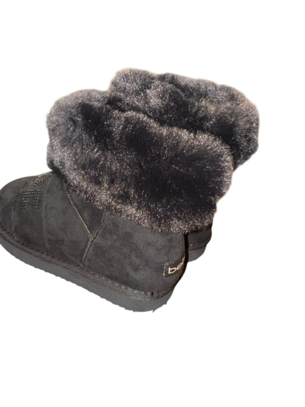 Women's Bebe Black Faux Fur Rhinestone Winter Boots US 7 - Picture 2 of 7